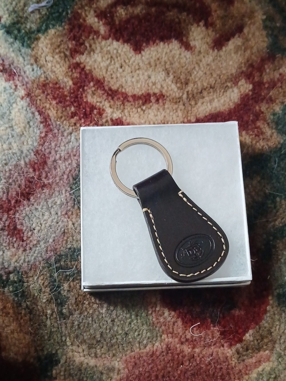 Dooney & Bourke Black  Leather Keyring with Gold-Tone Ring